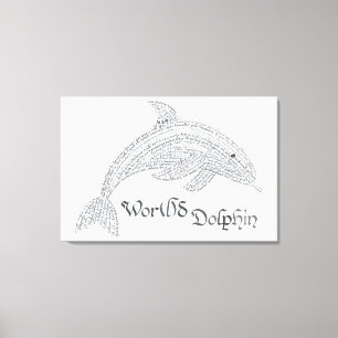 Wereld Dolfijn Canvas Print - met titel