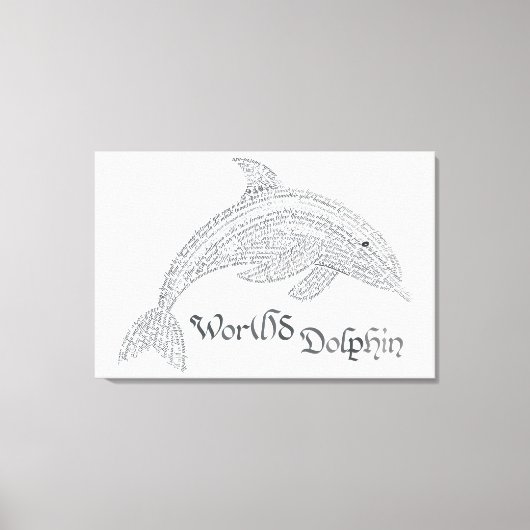 Wereld Dolfijn Canvas Print - met titel (Voorkant)