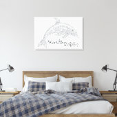 Wereld Dolfijn Canvas Print - met titel (Insitu (Slaapkamer))