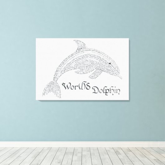 Wereld Dolfijn Canvas Print - met titel (Insitu (Houten vloer))
