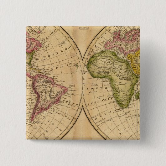 Wereld door Worcester Vierkante Button 5,1 Cm (Voorkant)