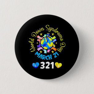 Wereld Down Syndroom Dag 321 Bewustzijn Ondersteun Ronde Button 5,7 Cm