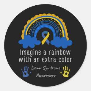 Wereld Down Syndroom Dag Bewustzijn Regenboog Tris Ronde Sticker