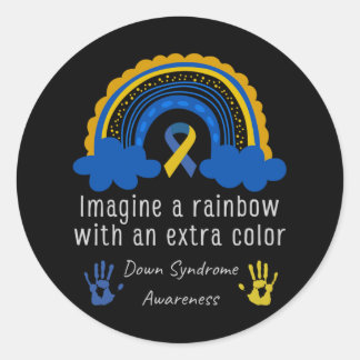 Wereld Down Syndroom Dag Bewustzijn Regenboog Tris Ronde Sticker