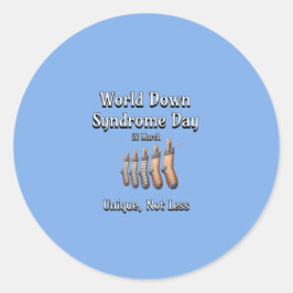 Wereld Down Syndroom Dag. Uniek, niet minder Ronde Sticker