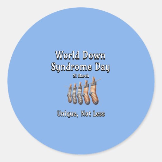 Wereld Down Syndroom Dag. Uniek, niet minder Ronde Sticker (Voorkant)