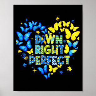 Wereld downsyndroom bewustzijn vlinder naar benede poster