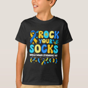 Wereld downsyndroom dag rock sokken bewustzijn t-shirt