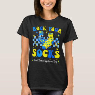 Wereld downsyndroom dag rock sokken bewustzijn t-shirt