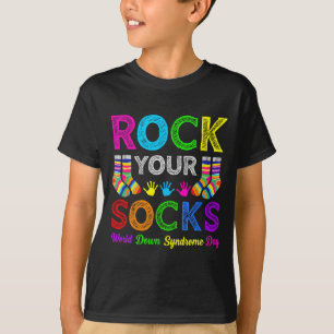 Wereld downsyndroom dag rock sokken bewustzijn t-shirt