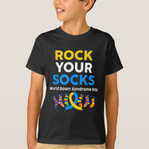 Wereld downsyndroom dag rock sokken bewustzijn t-shirt