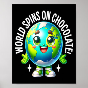 Wereld draait om grappig lekkere aarde voedsel lie poster