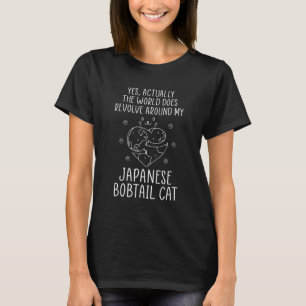 Wereld Draait Rond Mijn Japanse Staartloze Kat Nat T-shirt