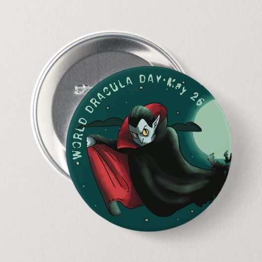 Wereld Dracula Dag, vampier Ronde Button 7,6 Cm (Voorkant /achterkant)