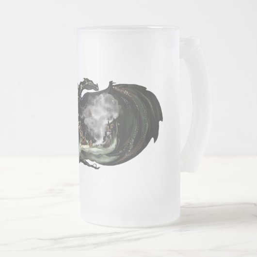 Wereld en draak matglas bierpul (Voorkant rechts)