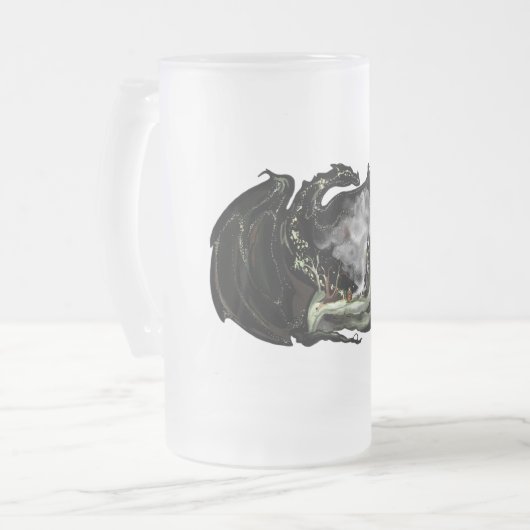 Wereld en draak matglas bierpul (Voorkant links)