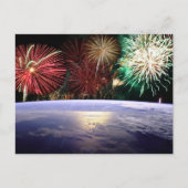 Wereld en vuurwerk, Uitzicht van de aarde, ZSSG Briefkaart (Voorkant)