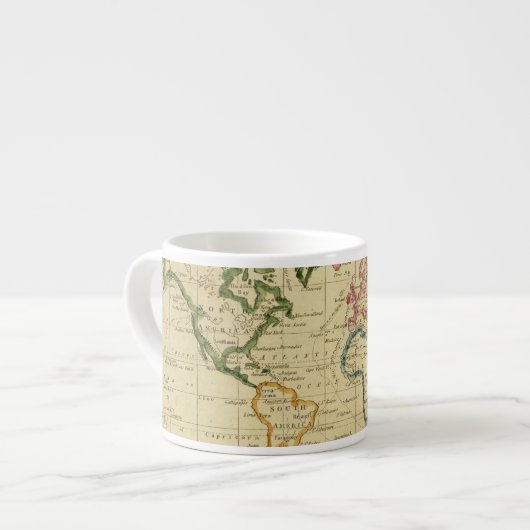 Wereld gegraveerde kaart espresso kop (Links)