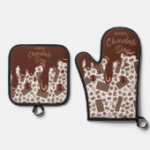 Wereld Gelukkige Chocolade Dag Ovenwant & Pannenlap Set (Voorkant)