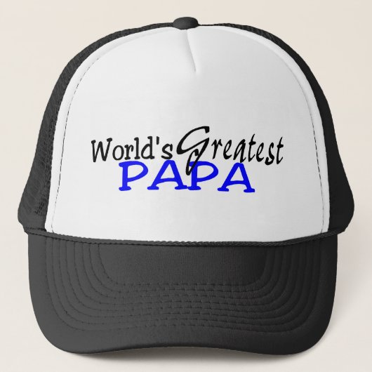Wereld Groest Papa Blue Black Trucker Pet (Voorkant)