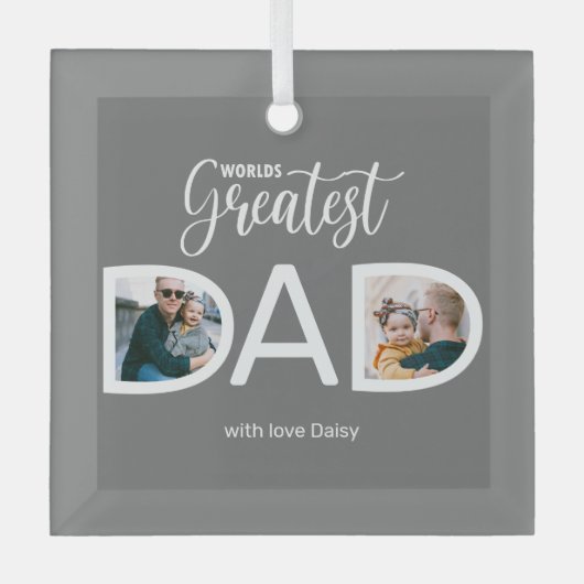 Wereld grootste foto van vader 2 glas ornament (Voorkant)