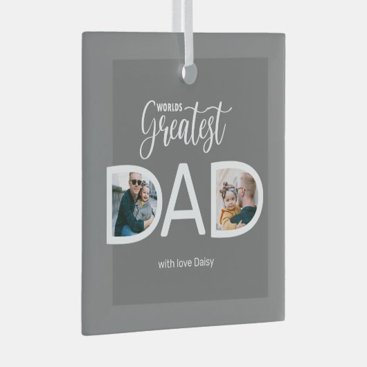 Wereld grootste foto van vader 2 glas ornament (Voorkant Rechts)