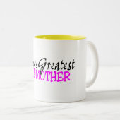 Wereld grootste godmoeder roze zwart tweekleurige koffiemok (Voorkant rechts)