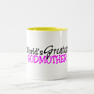 Wereld grootste godmoeder roze zwart tweekleurige koffiemok