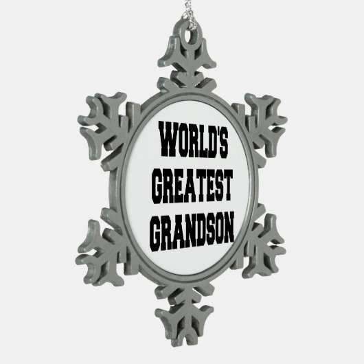 Wereld grootste kleinzoon tin sneeuwvlok ornament (Links)