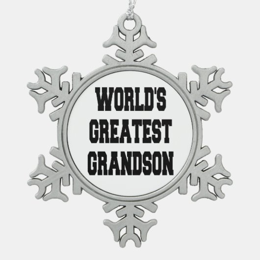 Wereld grootste kleinzoon tin sneeuwvlok ornament (Voorkant)