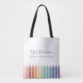 Wereld grootste leraar regenboogkrayon tote bag (Voorkant)