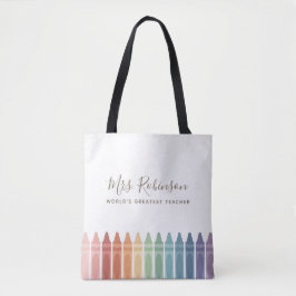 Wereld grootste leraar regenboogkrayon tote bag