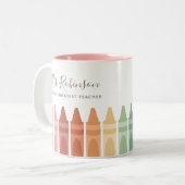 Wereld grootste leraar regenboogkrayon tweekleurige koffiemok (Voorkant links)