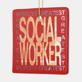 Wereld grootste maatschappelijk werker keramisch ornament (Links)