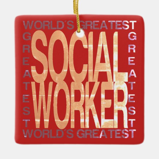 Wereld grootste maatschappelijk werker keramisch ornament (Voorkant)