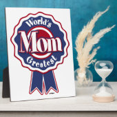 Wereld grootste mam blauw lint fotoplaat (Zijkant)