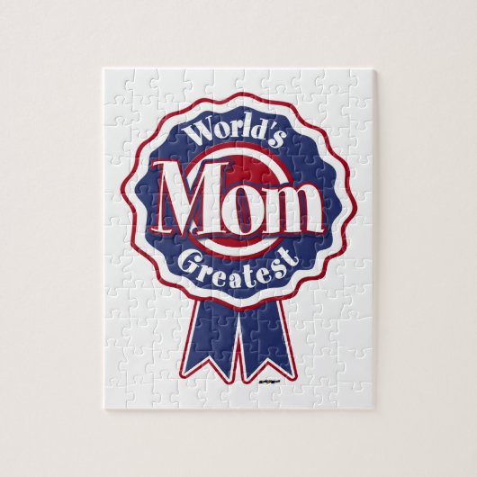 Wereld grootste mam blauw lint legpuzzel (Verticaal)