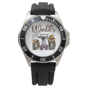 Wereld grootste papa, luipaard print typografie pa horloge