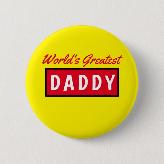 Wereld grootste papa Tekst Gele vaders Dag 6 cm Ronde Button 5,7 Cm (Voorkant)