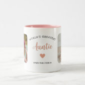 Wereld Grootste Tante Custom 2 Foto Roze Modern Tweekleurige Koffiemok (Center)