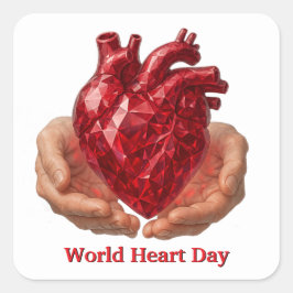 Wereld Hart Dag Vierkante Sticker