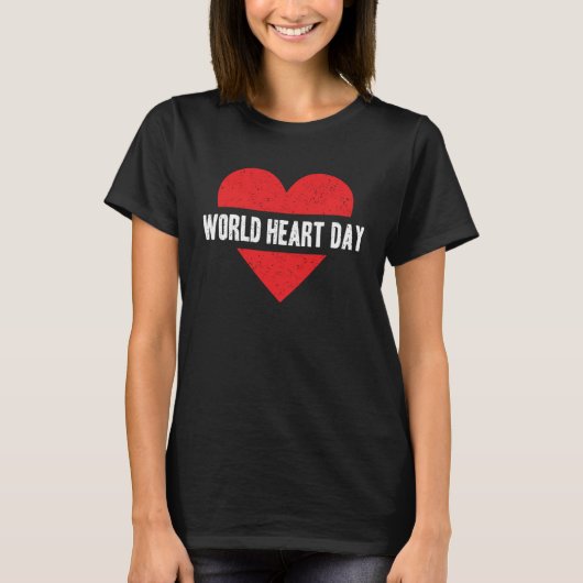 Wereld Hartdag Rood Schattig Hart Verdrietig Save T-shirt (Voorkant)