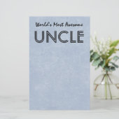 Wereld het Geweldige Oom Blauwe Grunge Gift Item Briefpapier (Staand voorkant)