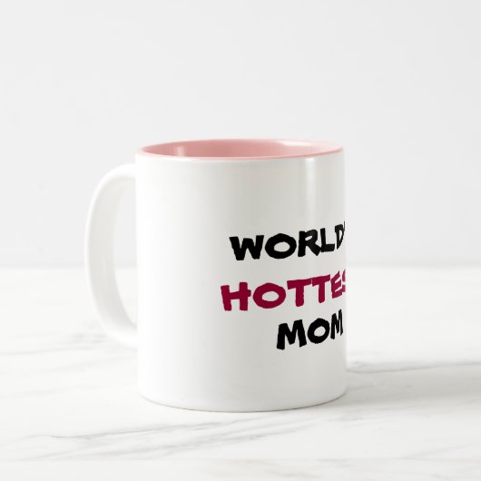 WERELD, HOTTEST, MOM-mok Tweekleurige Koffiemok (Voorkant links)
