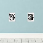 Wereld, ik heb slaap nodig Grappig typografie ontw Muurkunst Sets (Houten vloer)