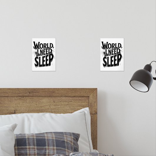 Wereld, ik heb slaap nodig Grappig typografie ontw Muurkunst Sets (Slaapkamer)