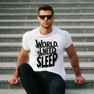 Wereld, ik heb slaap nodig Grappig typografie ontw T-shirt