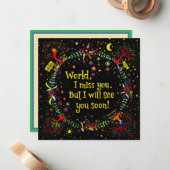 'Wereld, ik mis je' Notitiekaartje (Voorkant / Achterkant in situ)