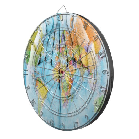 Wereld in handendartboard dartbord (Voorkant Rechts)