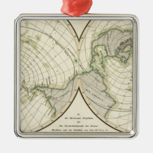 Wereld-isodynamische lijnen metalen ornament